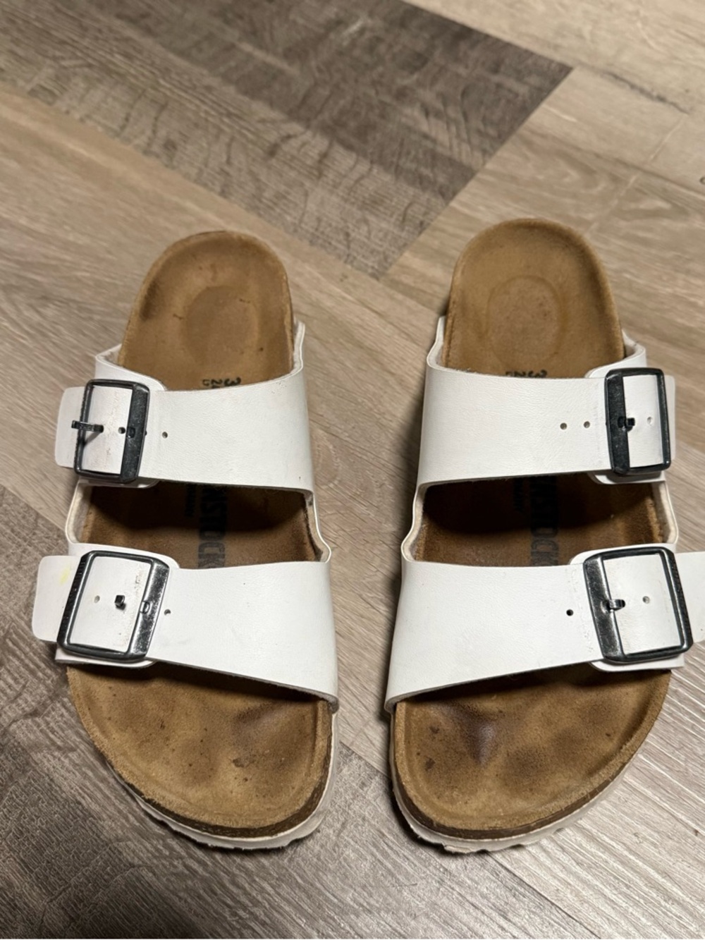 Birkenstock White Arizona Two-Strap Sandals